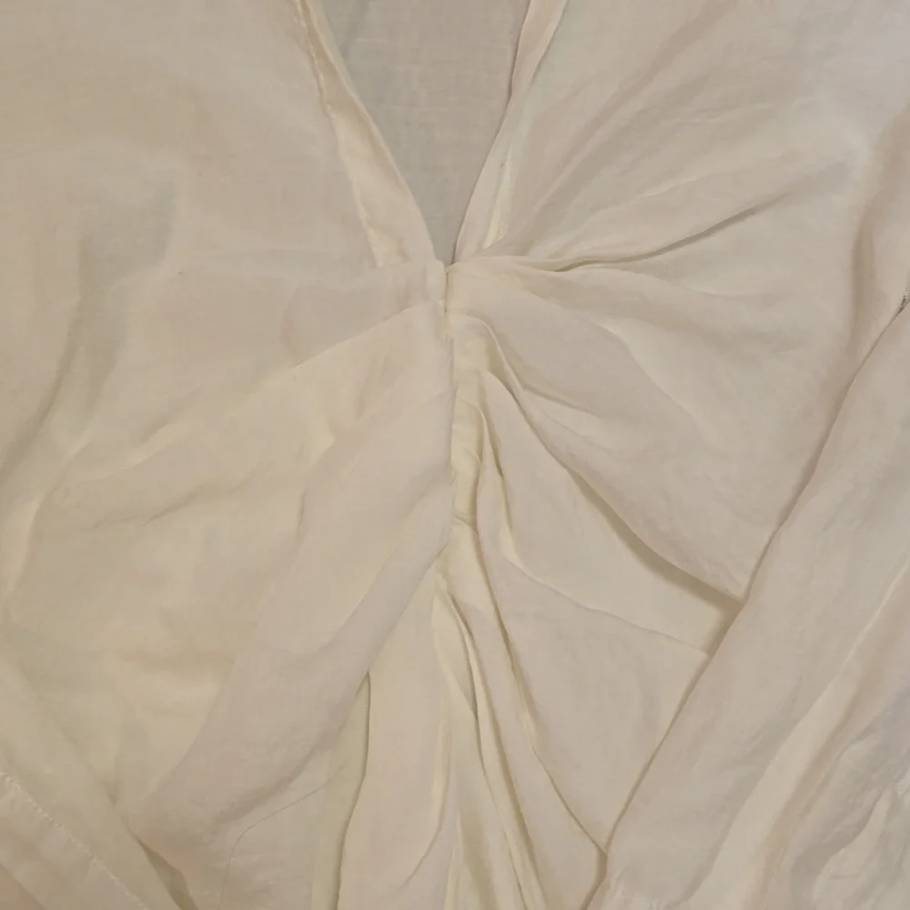 Zara White Ruched Shirt Dress - Picture 3 of 7